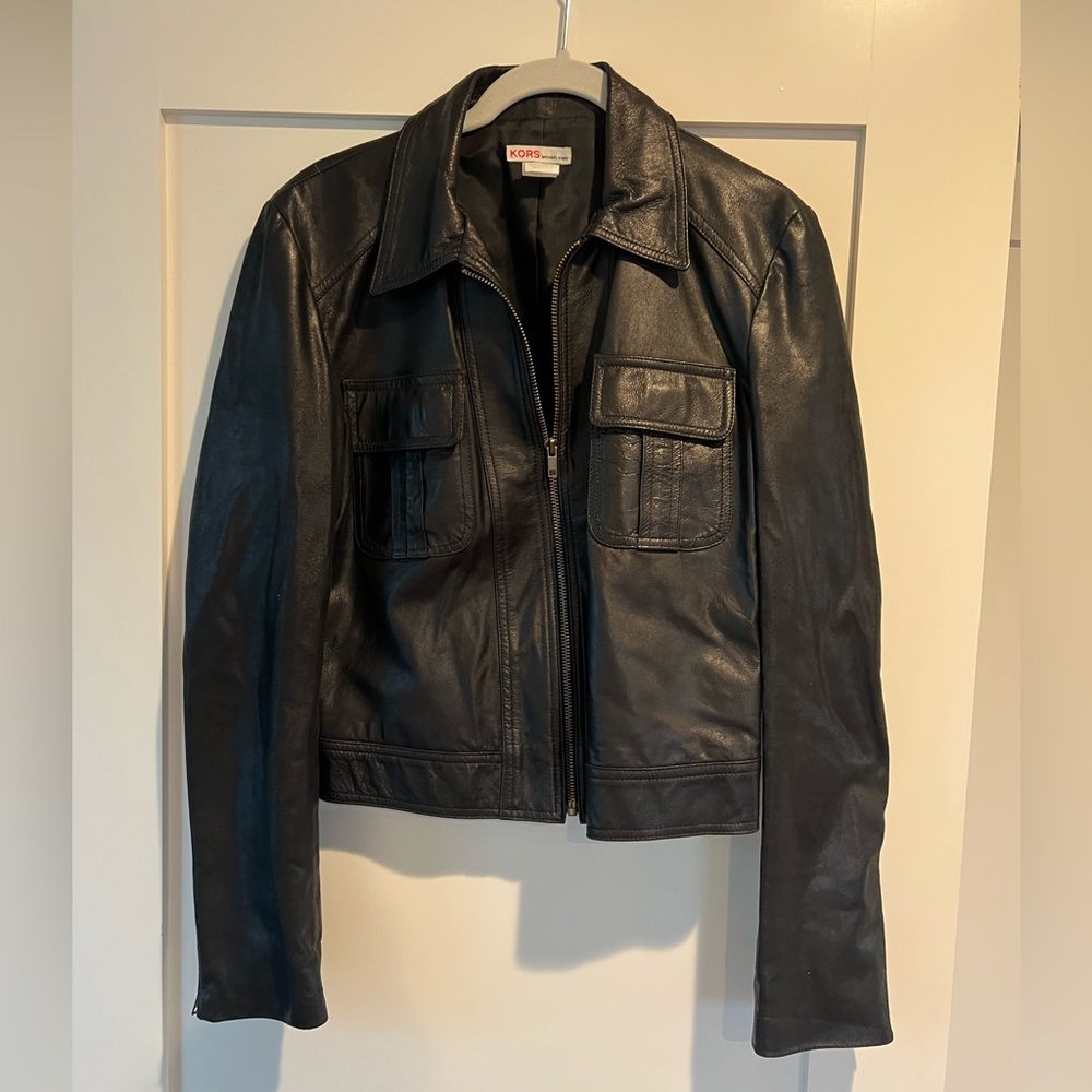 KORS Michael Kors black leather jacket size 6